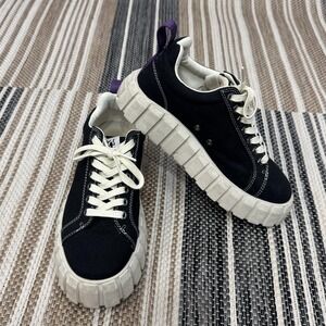 Eytys Odessa Canvas Sneaker Womens Size 7 Black White Platform Chunky Y2K Retro